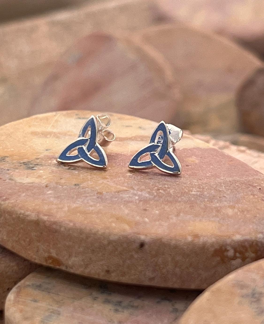 Sterling Silver Irish trinity stud earrings from Galway Ireland.