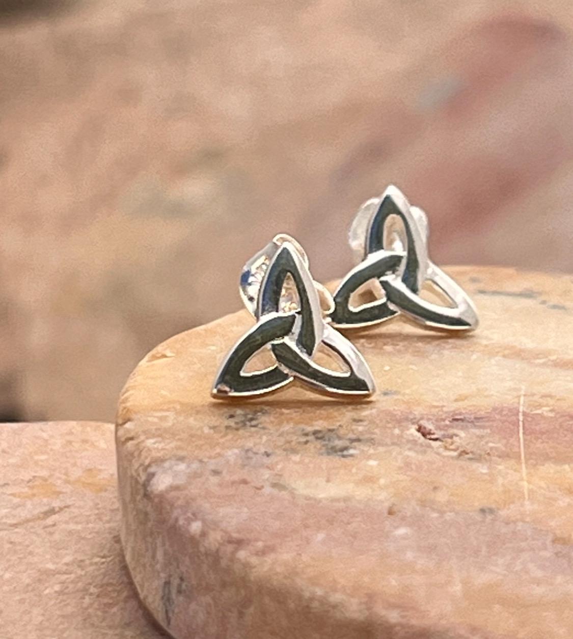 Sterling Silver Irish trinity stud earrings from Galway Ireland.