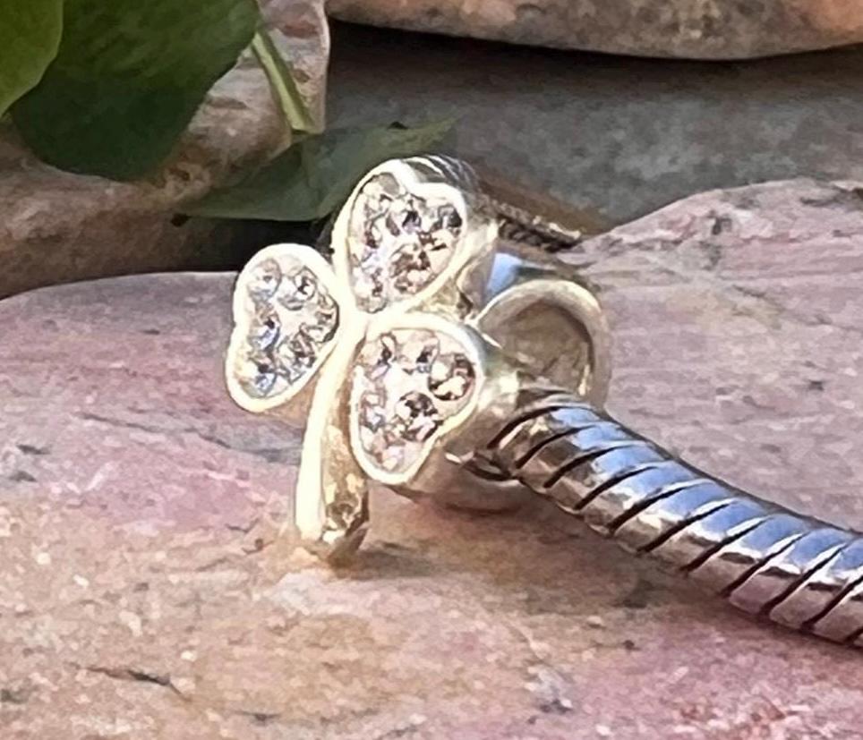 Irish shamrock charm bead .