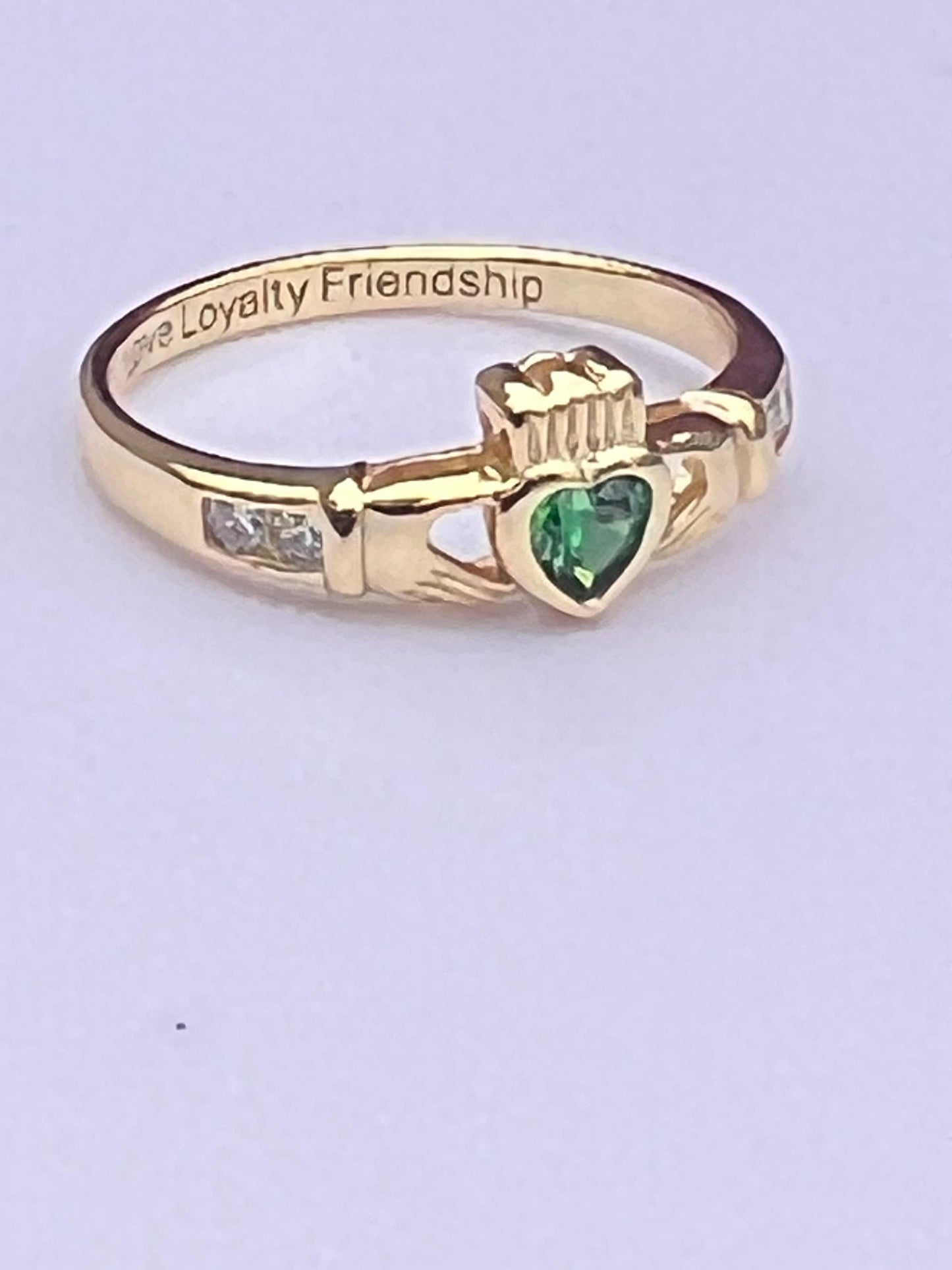 Emerald Isle Princess 14 ct on Sterling Silver Claddagh Ring