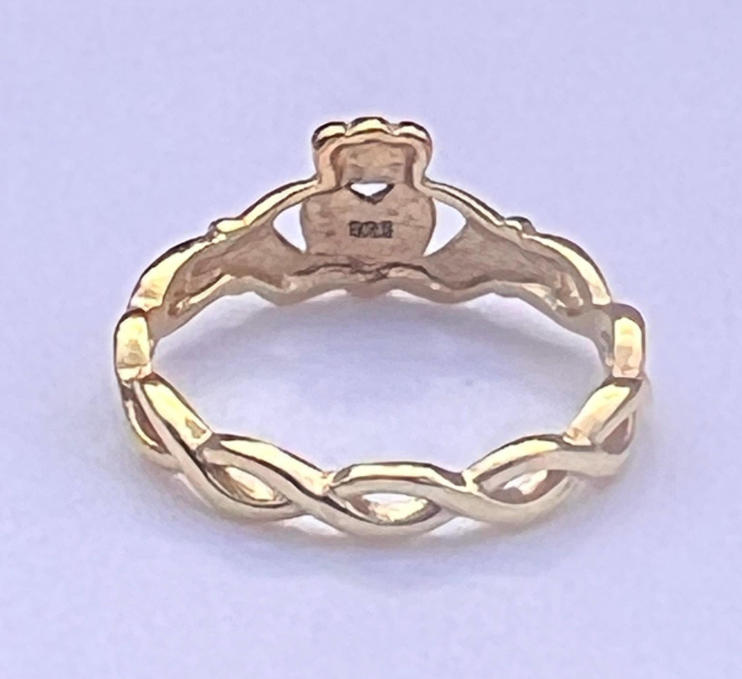 Celtic Weave Petite 14 ct Gold coated in Sterling Silver , ladies Claddagh ring from Galway , available end of July .