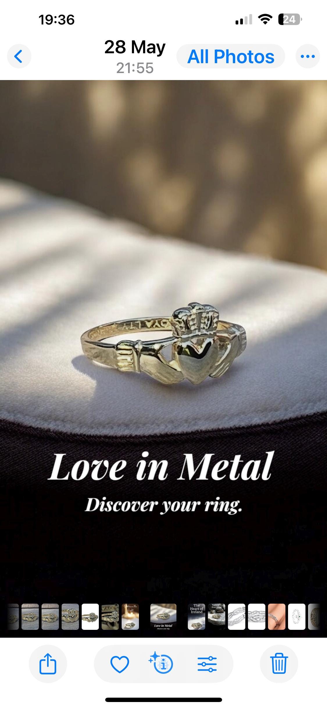 Original 14 ct Gold heavy coated Sterling Silver Claddagh Ring , with free  National and international registered post .